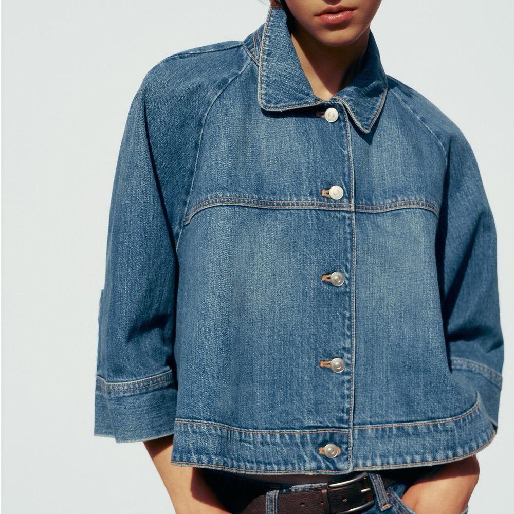 TRF DENIM CAPE JACKET